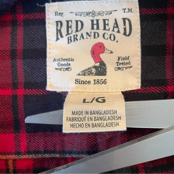 Red Head Brand Co. Red and Black Plaid Button-Up Shirt size large - Picture 4 of 5